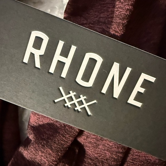 NWT RHONE Men’s WFH Shirt Button Up Long Sleeve Tawny Port Black Heather Size m - Picture 2 of 5